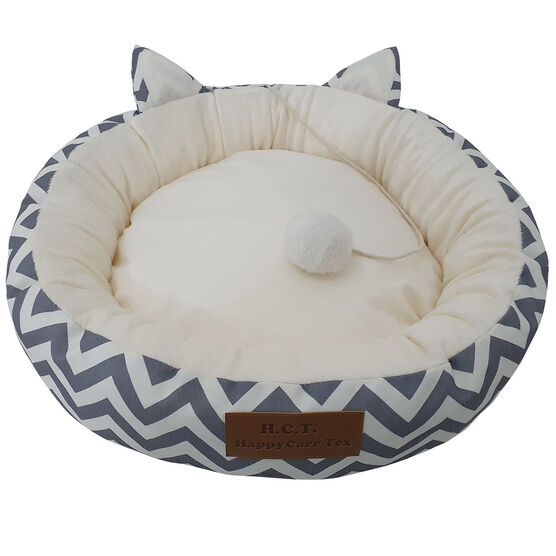 Chevron Printing poly-cotton cozy round cat bed , 18 inch, , on-hover image number null