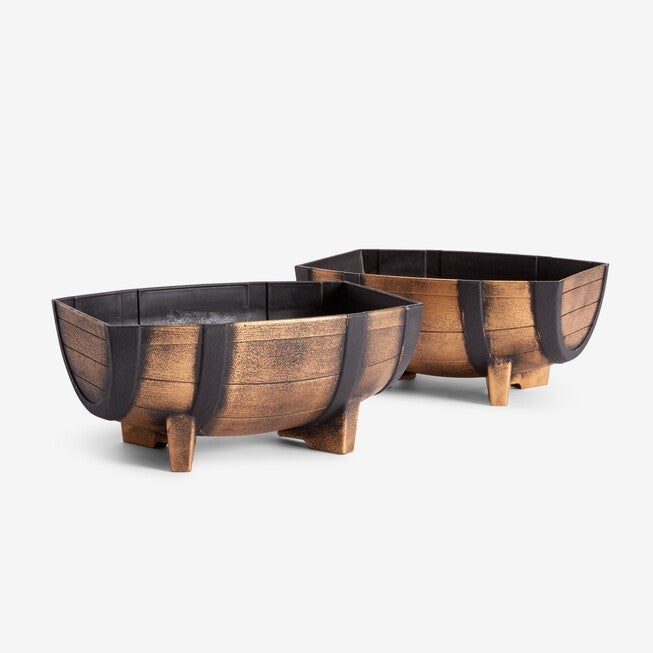 Half Barrel Planters, Set of 2, BRONZE, hi-res image number null