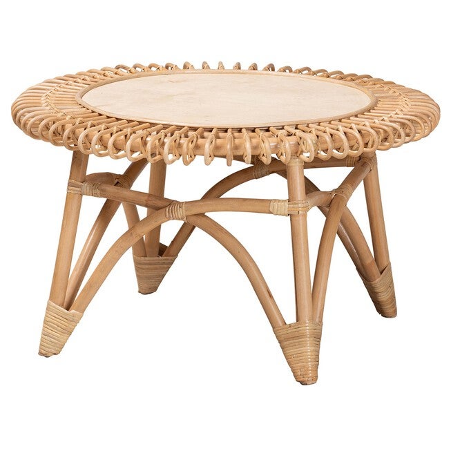 Elani Modern Bohemian Natural Rattan Coffee Table, NATURAL RATTAN, hi-res image number null
