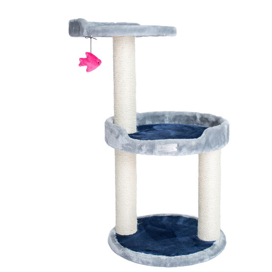 Three-Level Compact Real Wood Cat Scratcher With Perch, , alternate image number null