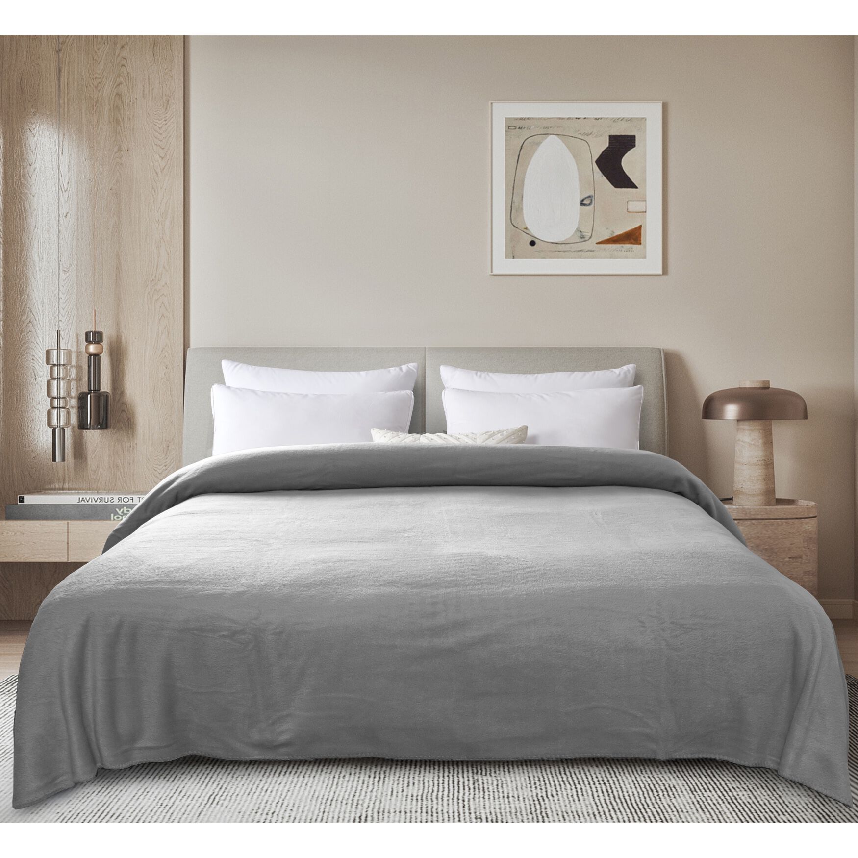 Supreme Warmth Pencewood Fleece Blanket, GREY, hi-res image number 0