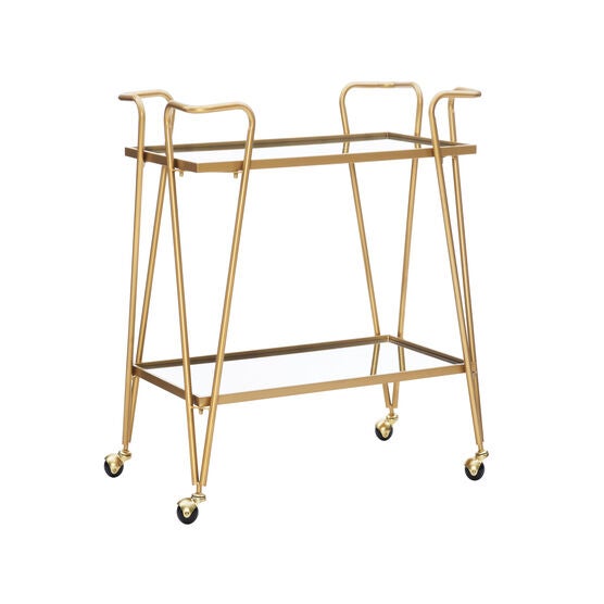 Gold Mid-Century Bar Cart, GOLD, hi-res image number null