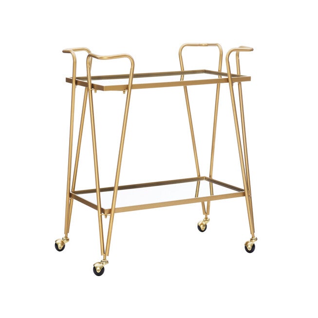 Gold Mid-Century Bar Cart, GOLD, hi-res image number 0