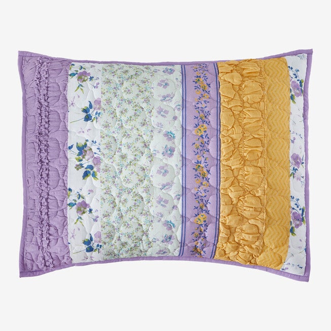 Claudine Floral Printed Sham, PURPLE YELLOW FLORAL, hi-res image number 0