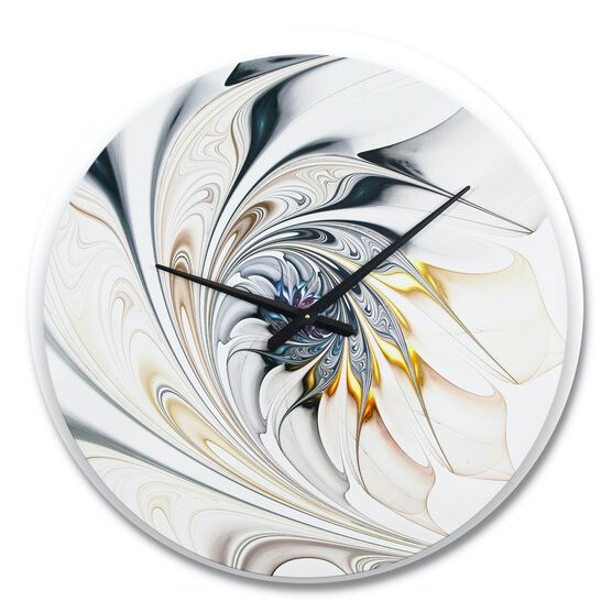 White Stained Glass Floral Art Modern Wall Clock, , alternate image number null