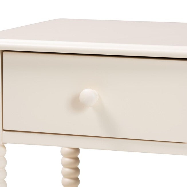 Baxton Studio Braith Farmhouse Black Spindle Wood 1-Drawer Nightstand, IVORY, alternate image number 5