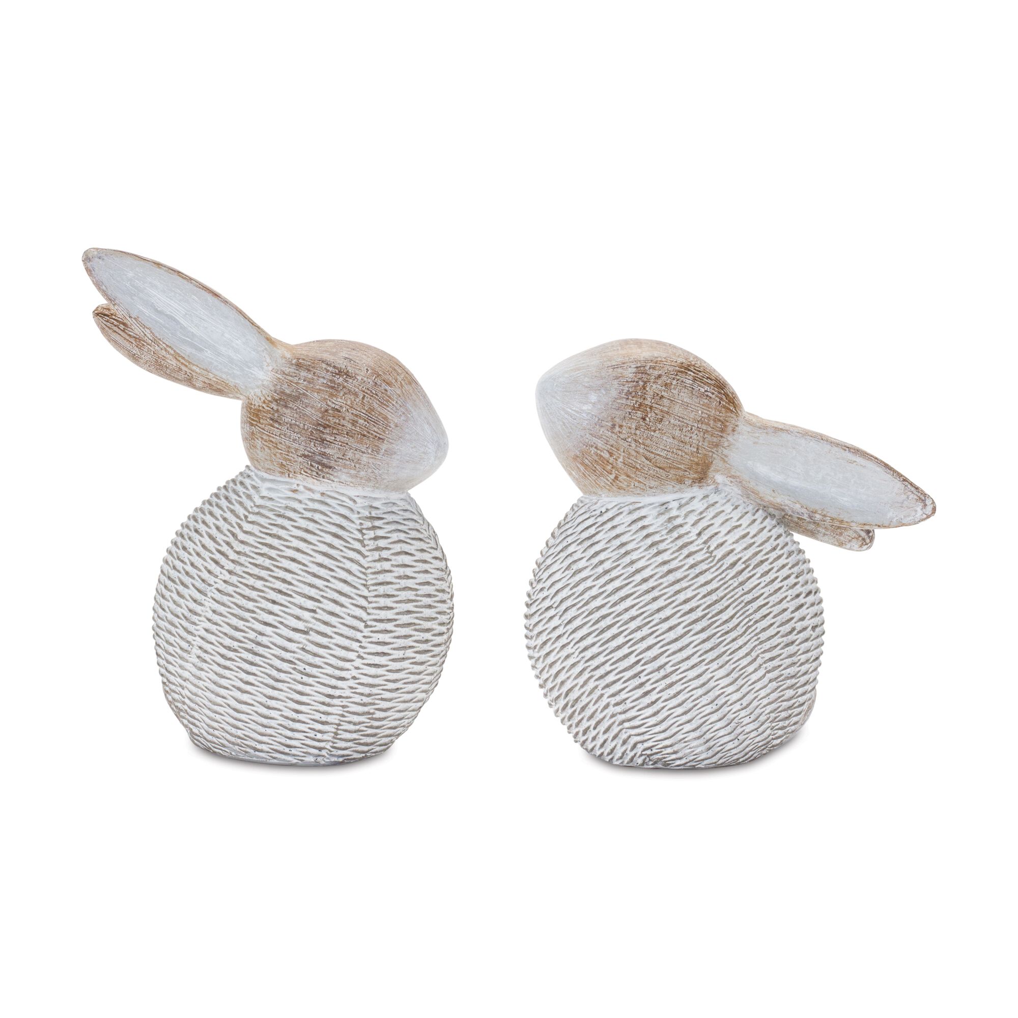 Wicker Bunny Figurine Set of 2, WHITE BEIGE, hi-res image number 0
