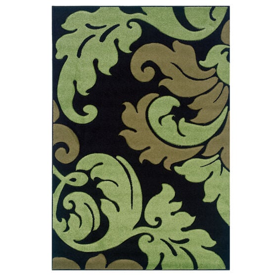 Corfu Black/Green 8'x10' Area Rug , BLACK Corfu Black/Green 8'x10' Area Rug , BLACK