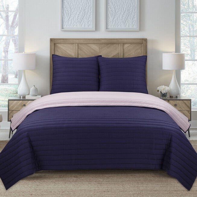 Jersey Knit Blue Stripe Comforter Set, , on-hover image number 1