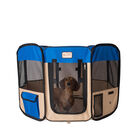 Portable Pet Dog Kitten Playpen In Blue And Beige Combo, , on-hover image number null