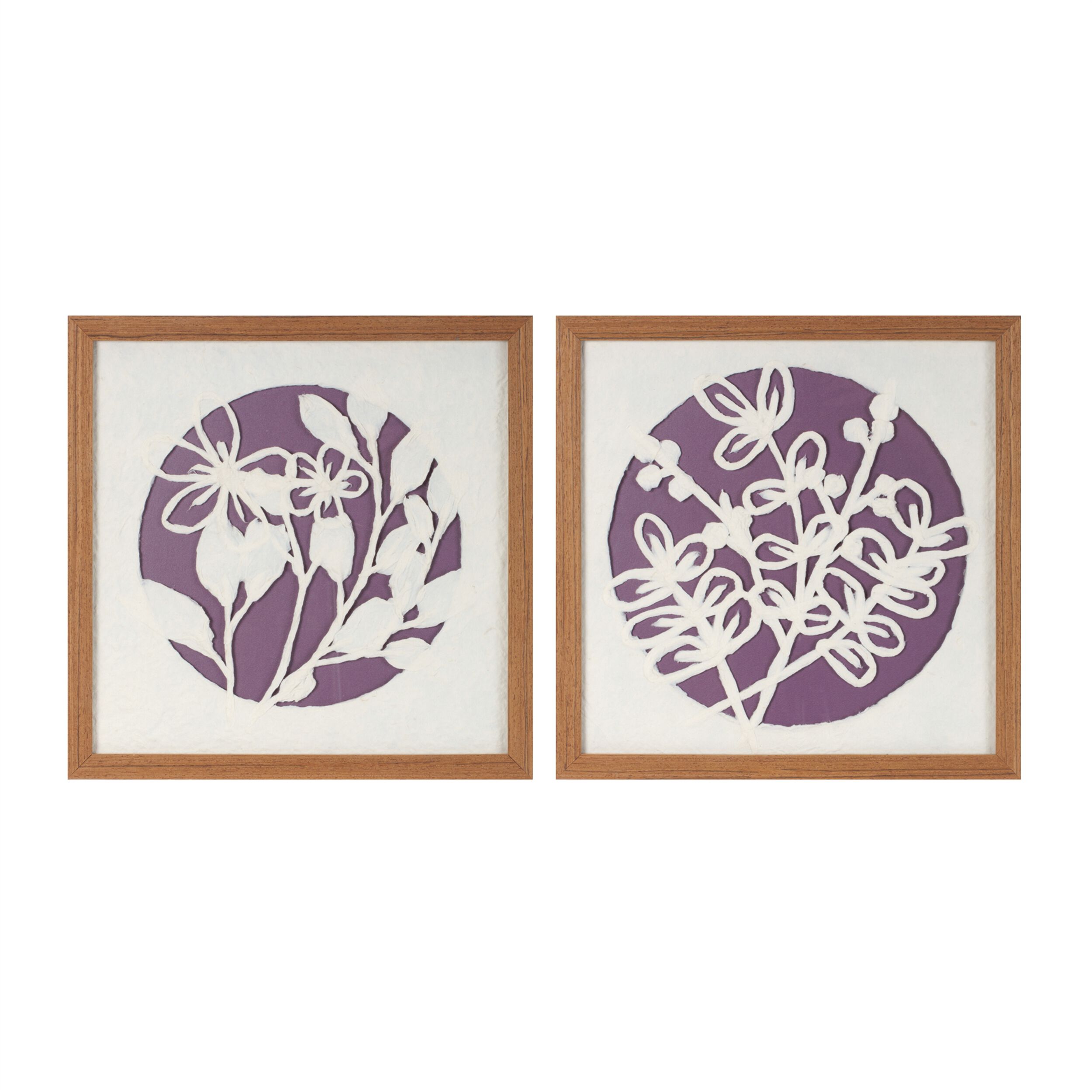Framed Floral Wall Art Under Glass Set of 2, BROWN BEIGE, hi-res image number 0