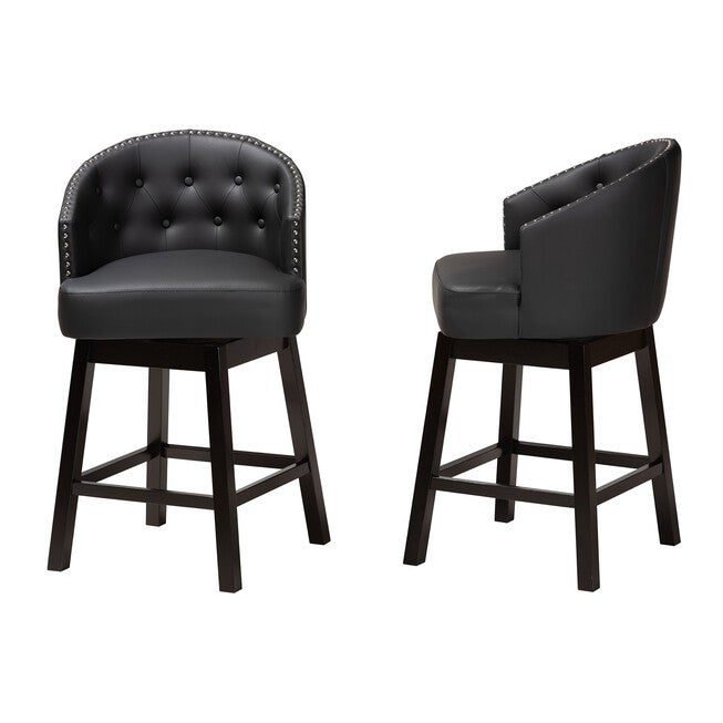 Theron Mid-Century Transitional 2-Piece Swivel Counter Stool Set, , alternate image number 2