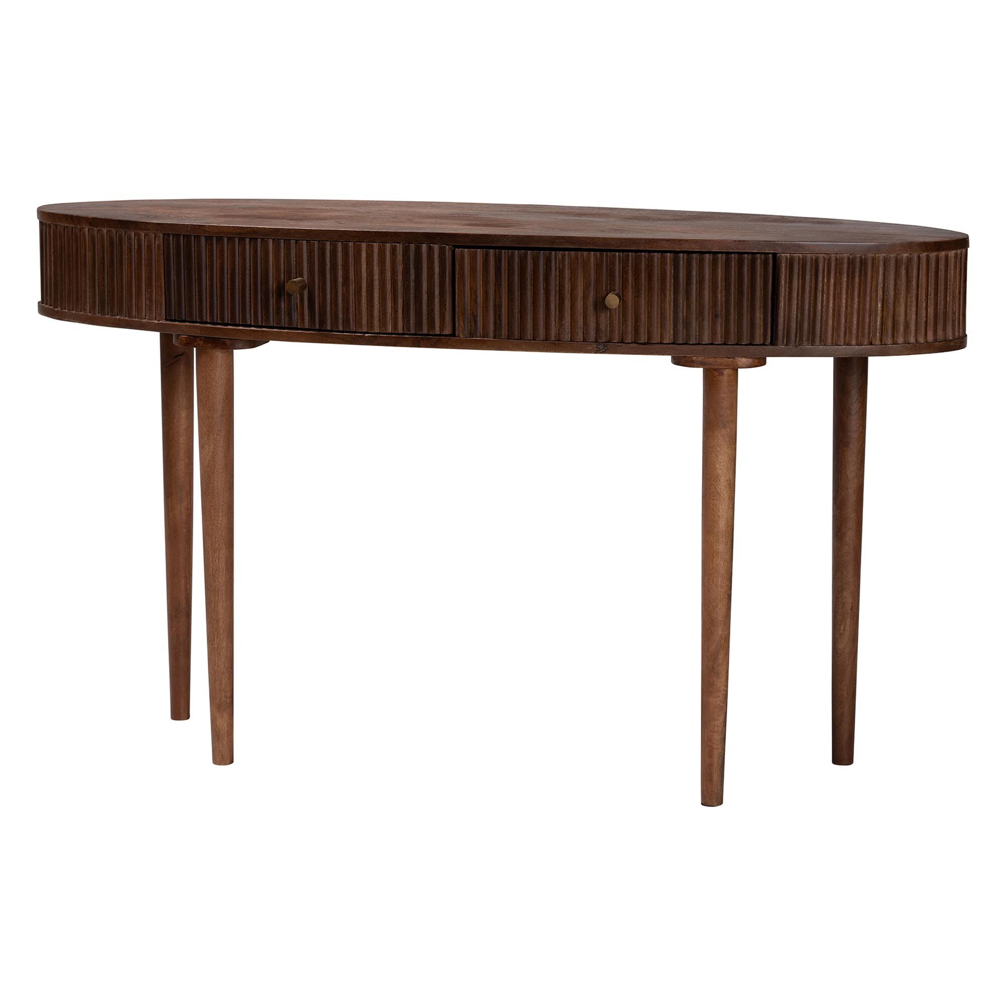 Linore Fluted Wood Console Table, WALNUT, alternate image number 1