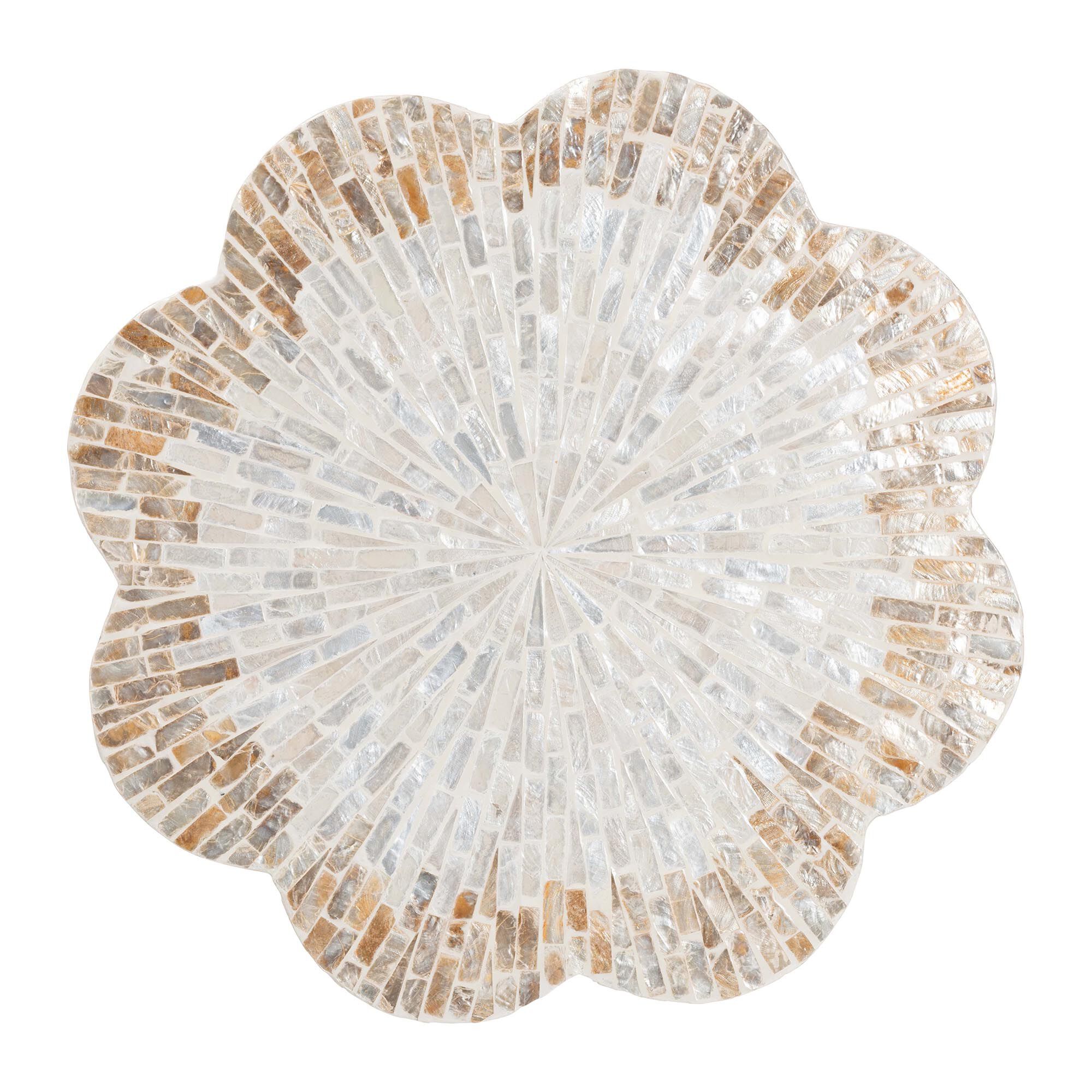 Beile Capiz Shell Pedestal End Table, WHITE, alternate image number 2