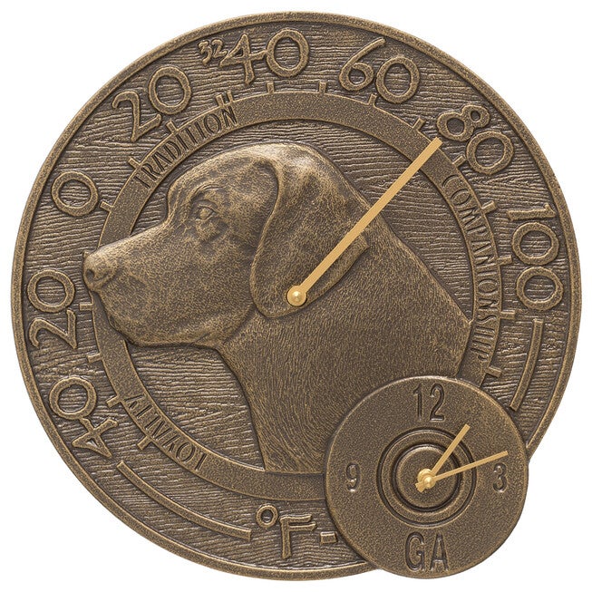 Labrador 14 inches Indoor Outdoor Wall Thermometer With Clock Combo, , on-hover image number null