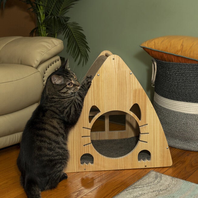 Armarkat Real Wood Medium Triangular Natural Solid Wood Cat Condo S2106 Cat House, , alternate image number 3