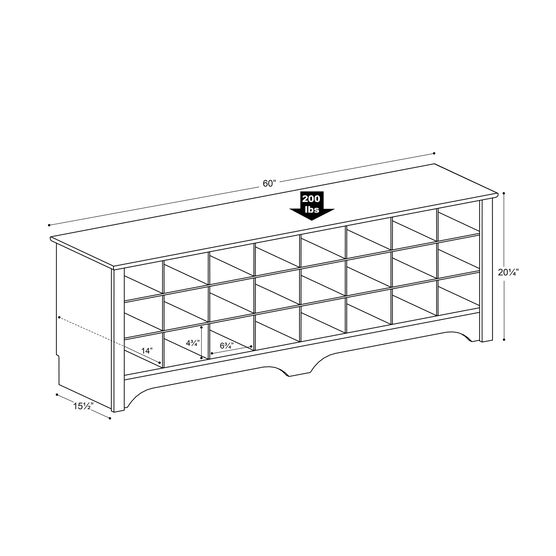 24-Pair Shoe Storage Cubby Bench, , alternate image number null