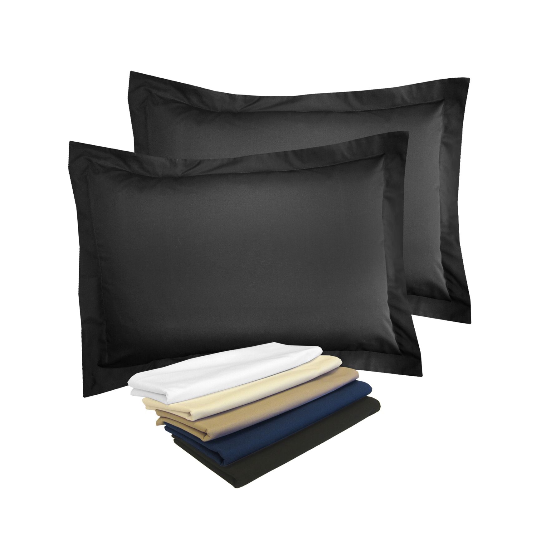 Fresh Ideas Poplin Tailored 2-Pack Black Pillow Sham