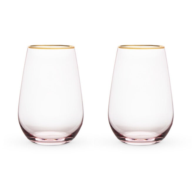Rose Crystal Stemless Wine Glass Set, , alternate image number null