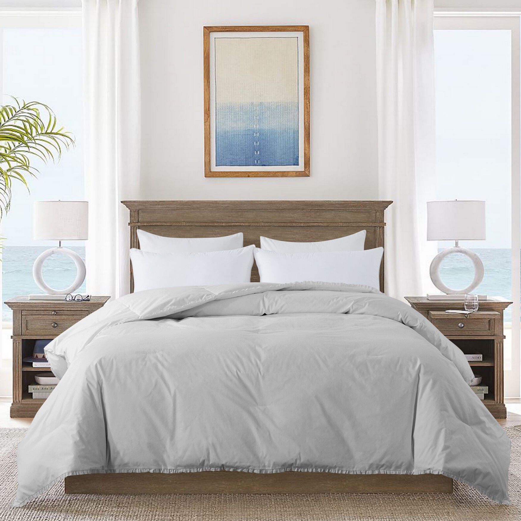 Ruffled Edge Down Alternative Blanket, GREY, hi-res image number 0