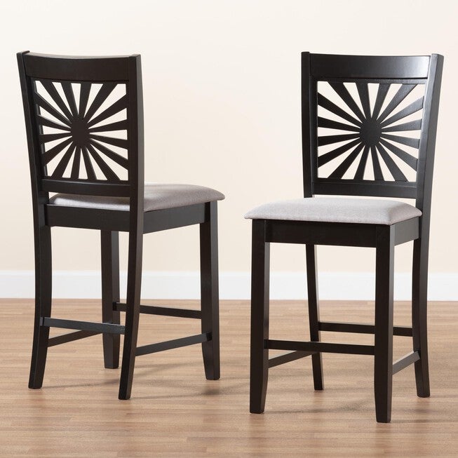 Olympia Modern Beige Fabric And Espresso Brown Finished Wood Counter Stool, , alternate image number null