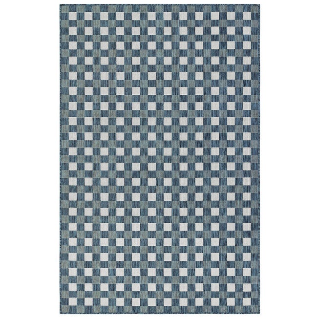 Liora Manne Carmel Gingham Indoor/Outdoor Rug, NAVY, hi-res image number 0
