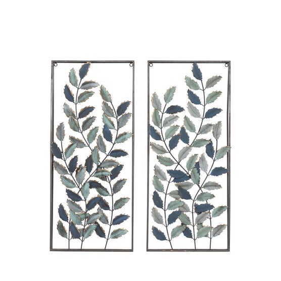 Set Of 2 Black Metal Traditional Floral Wall Decor, BLACK, hi-res image number null