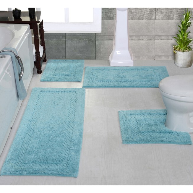 Luxe Rectangular Bath Rug by BrylaneHome in Teal (Size Lid) Bath Mat