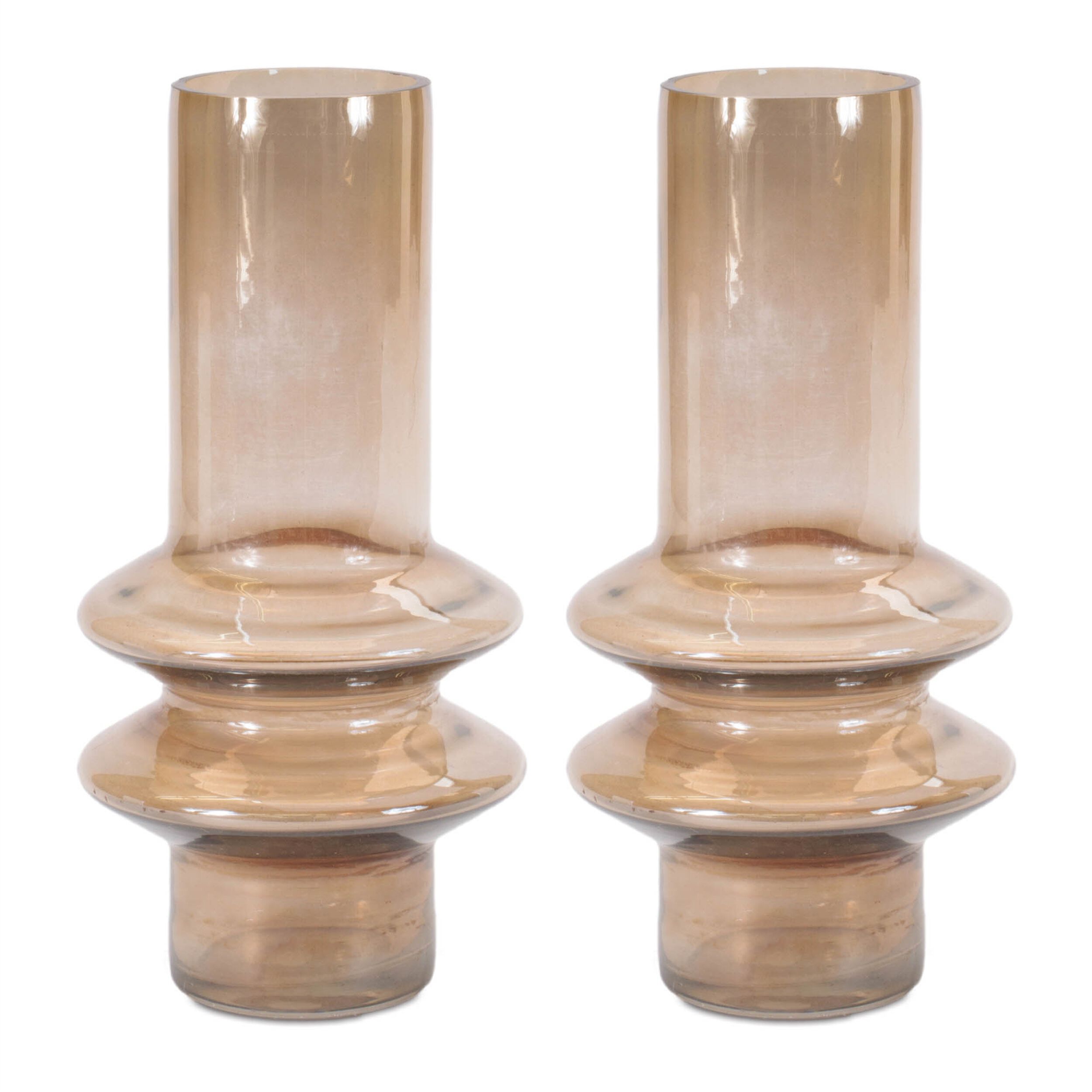 Modern Glass Cylinder Vase Set of 2, BEIGE, alternate image number 1