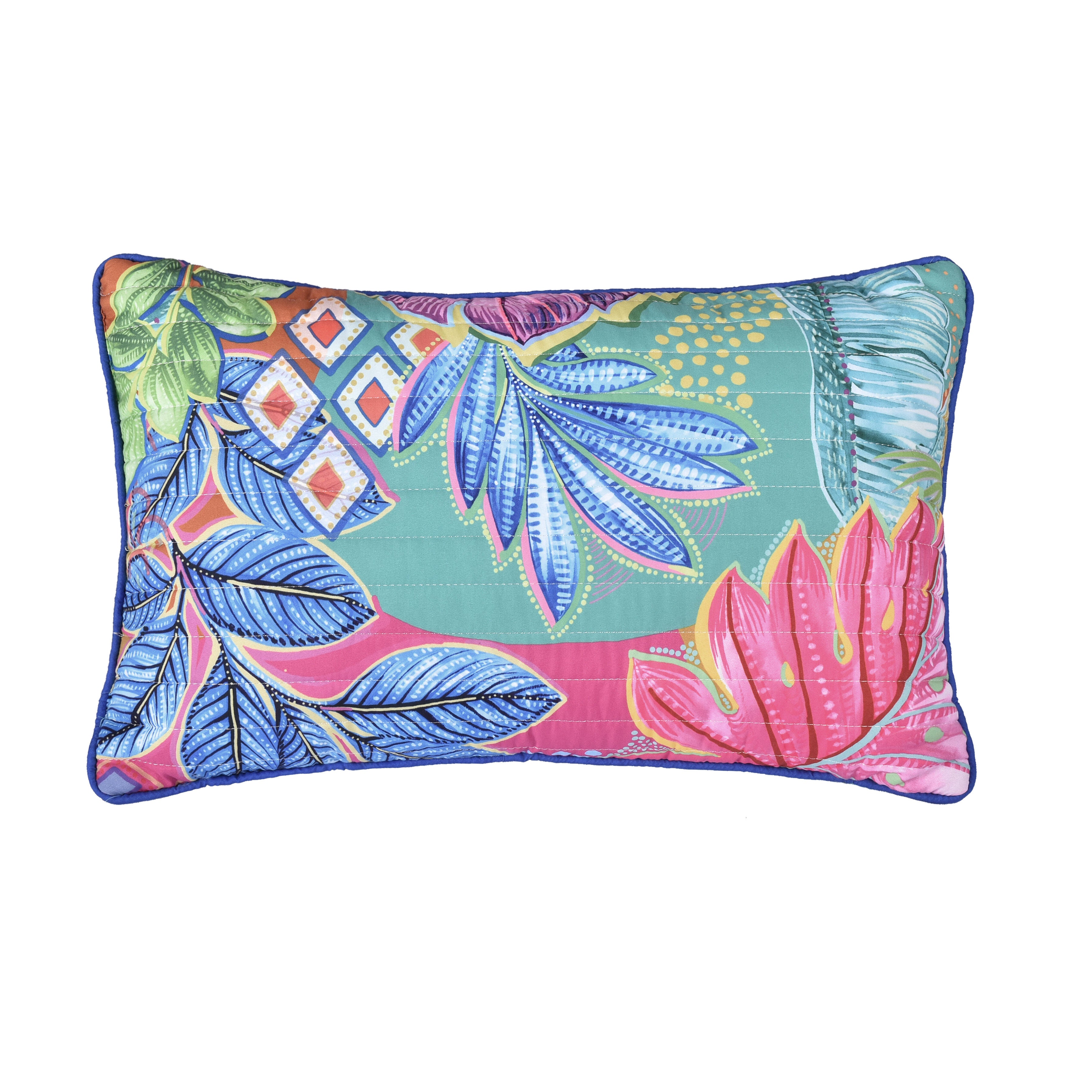 HANALEI QUILTED BOUDOIR DECORATIVE THROW PILLOW, TURQUOISE, hi-res image number 0