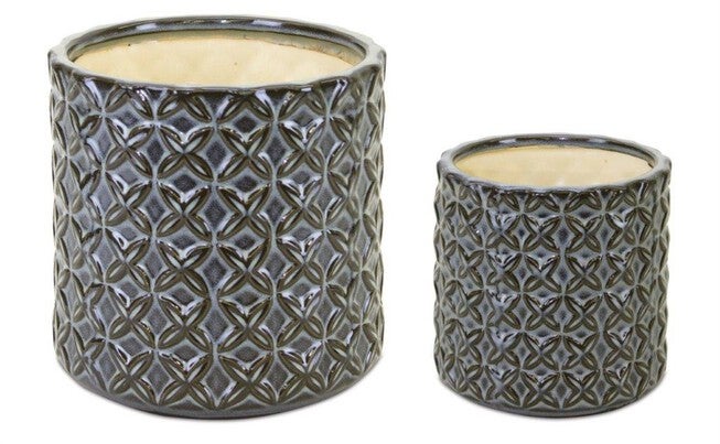 Pot (Set of 2) 4.5 inchesD x 4.5 inchesH, 6.5 inchesD x 6.25 inchesH Terra Cotta, BROWN/BLUE/WHITE, hi-res image number null