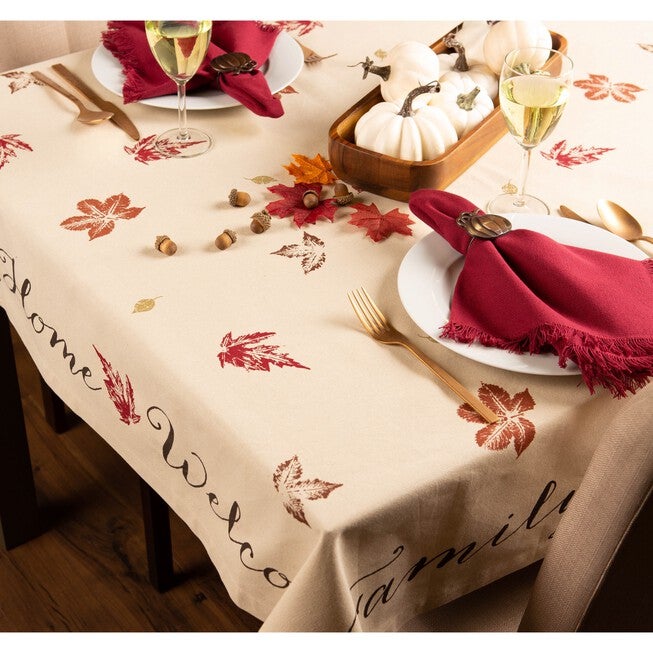 Rustic Leaves Print Tablecloth 60x84, , alternate image number 3