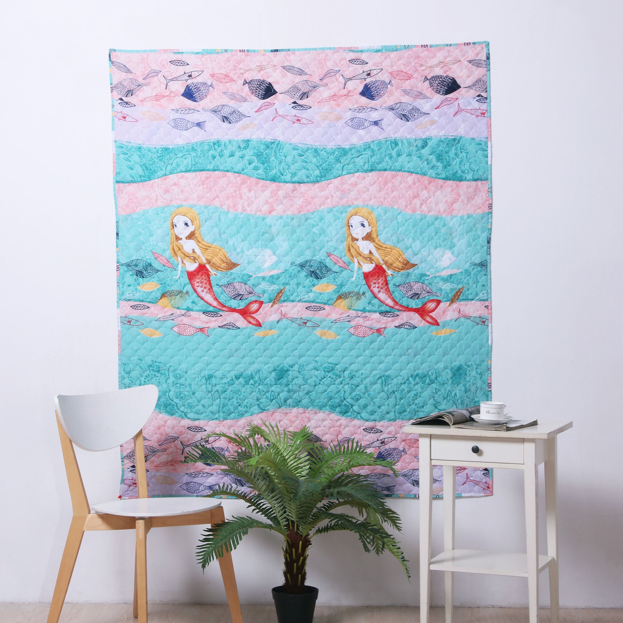 Mermaid Novelty Quilted Throw Blanket, MULTI, alternate image number 2