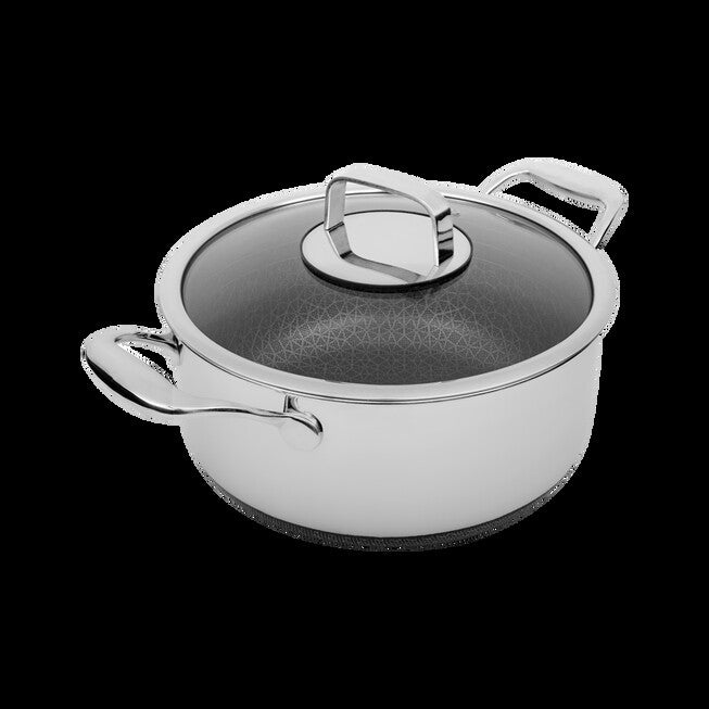 LIVWELL DiamondClad™ 6 Quart Hybrid Nonstick Stainless Steel Stock Pot and Lid, Dishwasher Safe, PFOA-free – Silver/Black, SILVER, hi-res image number null