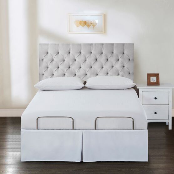 Bed Maker's Adjustable Bed Wrap-Around 15"" Tailored Bedskirt , WHITE, hi-res image number null