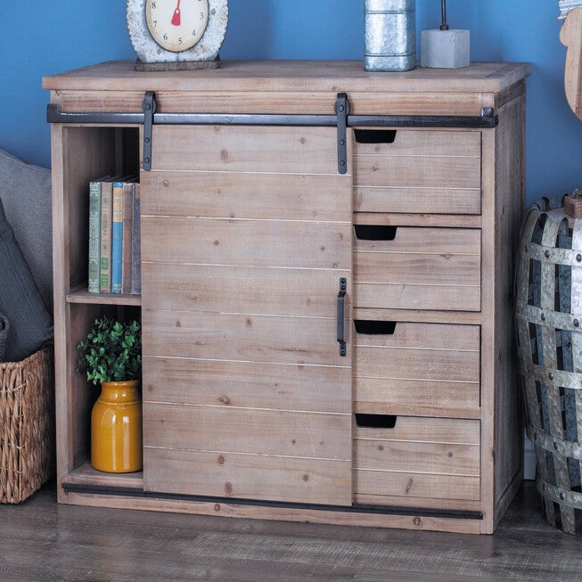 Brown Chinese fir Wood Rustic Cabinet, 32x44x19, , alternate image number null