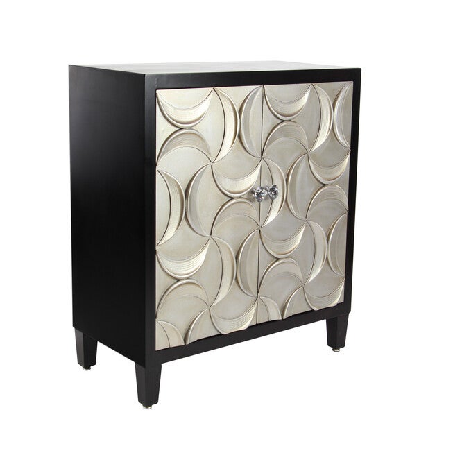 Modern Rectangular Black Wooden Crescent Moon Cabinet, 32 inchesH x 31 inchesL x 16 inchesW, GOLD, hi-res image number null