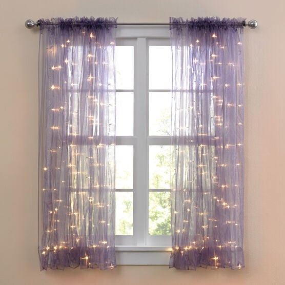 63" Pre-Lit Rod-Pocket Curtain Panel, 63" Pre-Lit Rod-Pocket Curtain Panel,