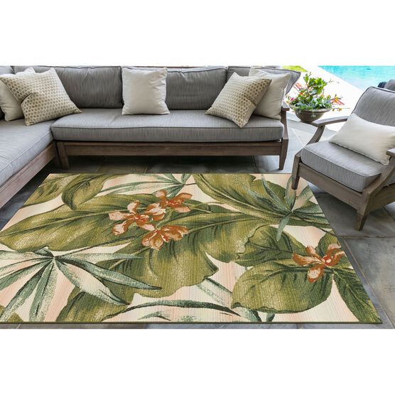 Liora Manne Marina Tropical Leaf Indoor/Outdoor Rug 23"X7'6", , alternate image number null