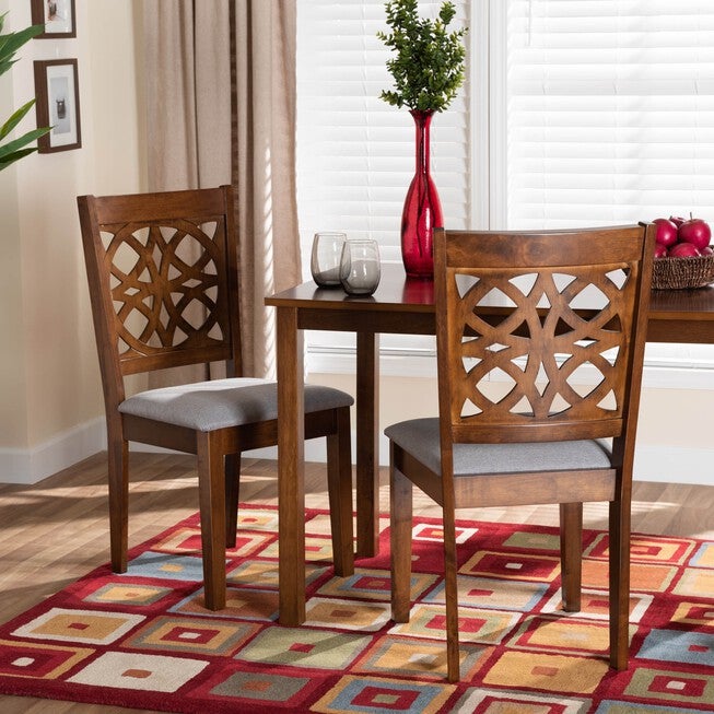 Abigail Modern Beige Fabric And Dark Brown Finished Wood 2-Piece Dining Chair Set, , alternate image number null