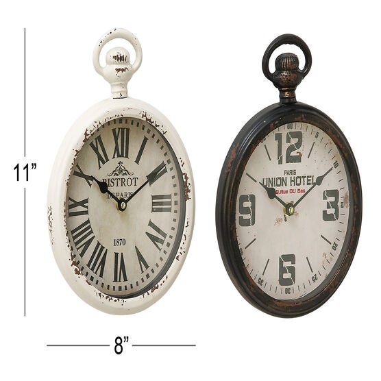 Set Of 2 Brown Metal Vintage Wall Clock, , alternate image number null