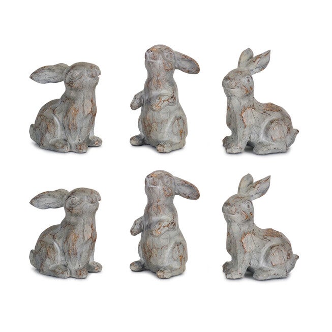 Washed Stone Garden Rabbit Figurine (Set Of 6), , alternate image number 2