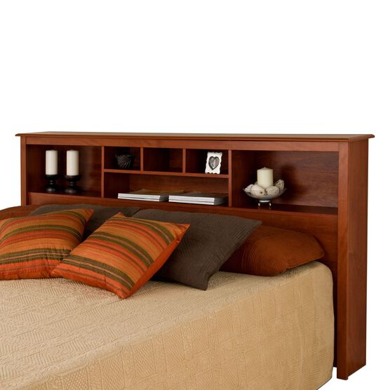 Monterey Cherry King Bookcase Headboard, King Size Storage Bed With Bookcase Headboard