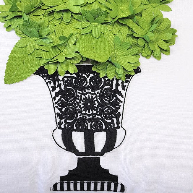Edie @ Home Indoor/Outdoor Dimensional Topiary Lumbar W Crewel Embroidered Pots Decorative Throw Pillow 13X25, Leaf Multi, , alternate image number 6