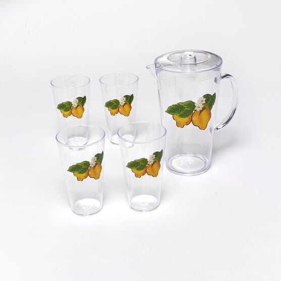 5-Pc. Lemon Drinkware Set, YELLOW 5-Pc. Lemon Drinkware Set, YELLOW
