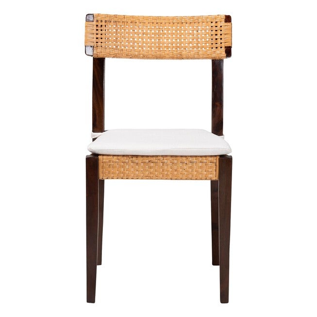 Zaila Bohemian Light Honey Rattan and Dark Brown Wood Dining Chair, HONEY, alternate image number 2