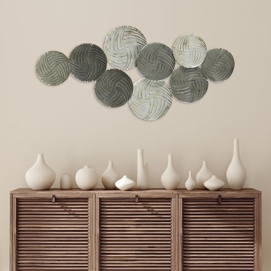 Modern Monochromatic Metal Plates Centerpiece Wall Decor, , alternate image number null