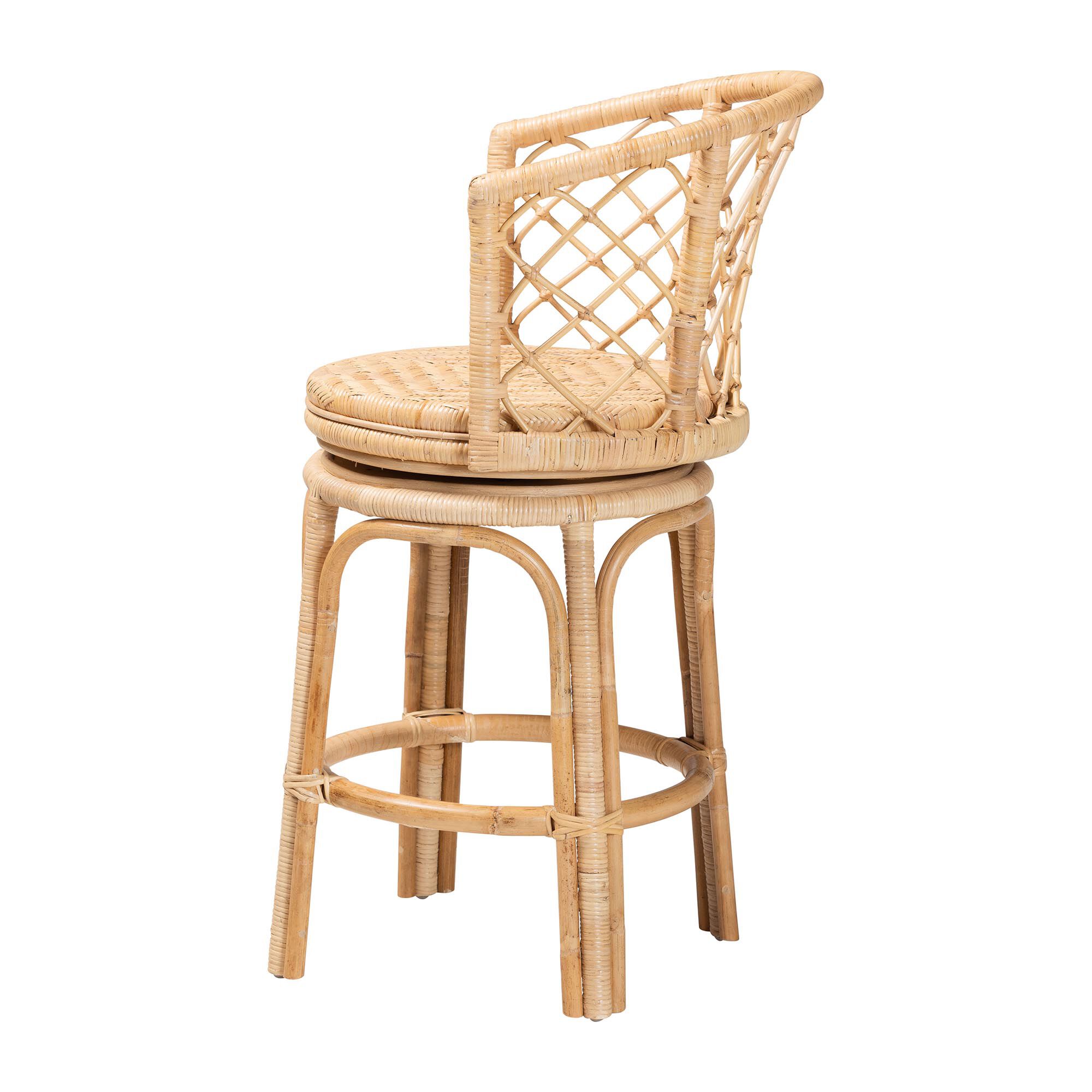 Ayu Bohemian Light Honey Rattan Swivel Counter Stool, NATURAL, alternate image number 3