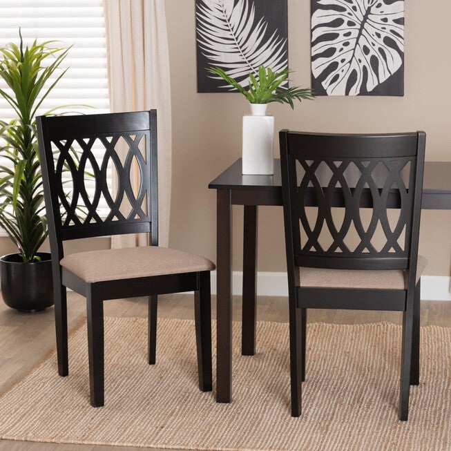 Florencia Modern Beige Fabric And Espresso Brown Finished Wood Dining Chair, , alternate image number 5