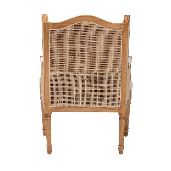 Rachana Traditional French Beige Fabric And Honey Oak Finished Wood Accent Chair, , alternate image number null